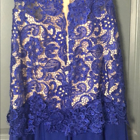 Royal Blue Lace Gown with Small Train - Picture 8 of 8